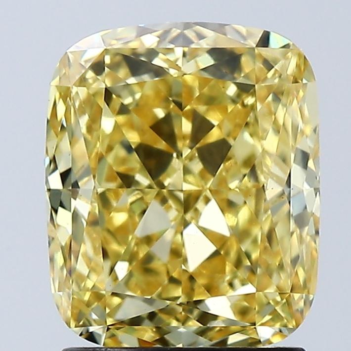 2.08 Ct. Fancy Vivid Yellow Cushion Lab Grown Diamond