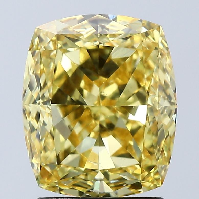 3.00 Ct. Fancy Vivid Yellow Cushion Lab Grown Diamond