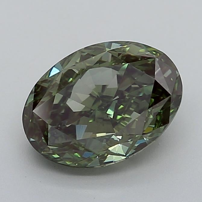 3.08 Ct. Fancy Vivid  Green Oval Lab Grown Diamond