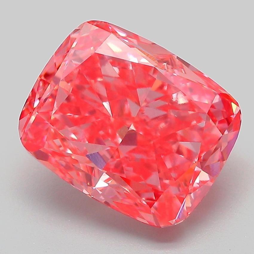 5.54 Ct. Fancy Vivid Pink Cushion Lab Grown Diamond