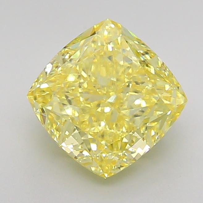 3.70 Ct. Fancy Vivid Yellow Cushion Lab Grown Diamond