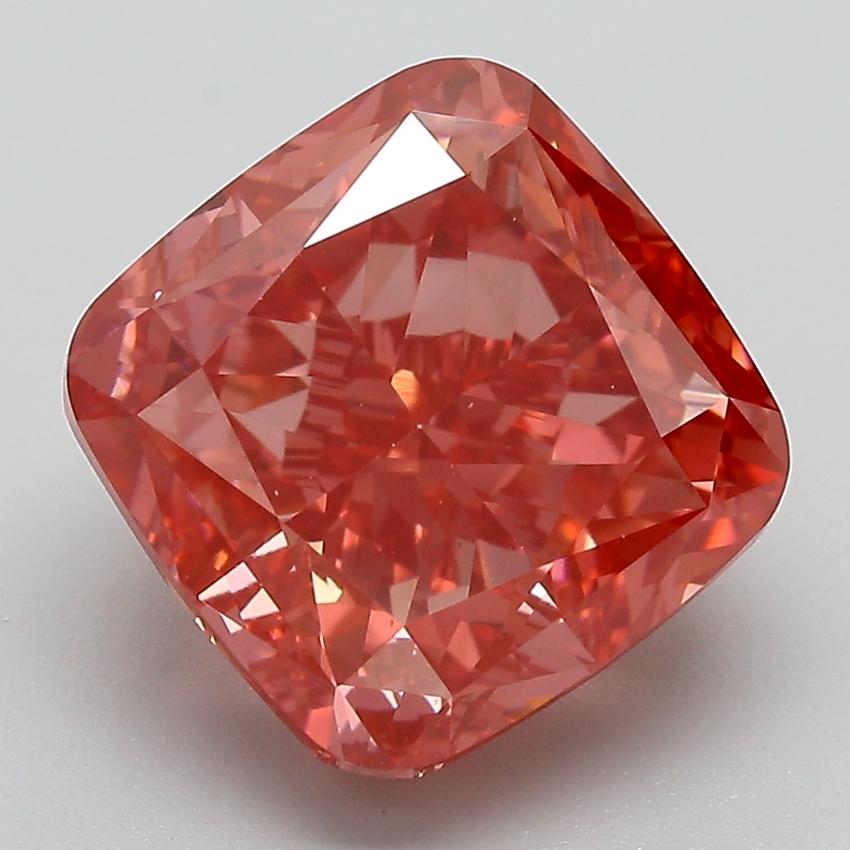 6.64 Ct. Fancy Vivid  Pink Cushion Lab Grown Diamond