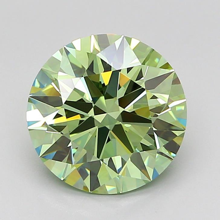 3.07 Ct. Fancy Vivid Green Round Lab Grown Diamond