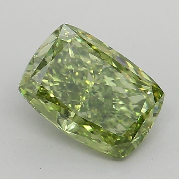 0.76 Ct. Fancy Vivid Green Cushion Lab Grown Diamond
