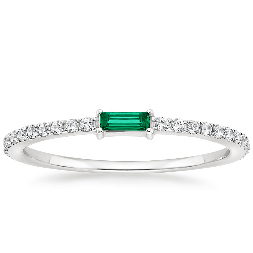Rita Lab Created Emerald and Diamond Ring in Platinum