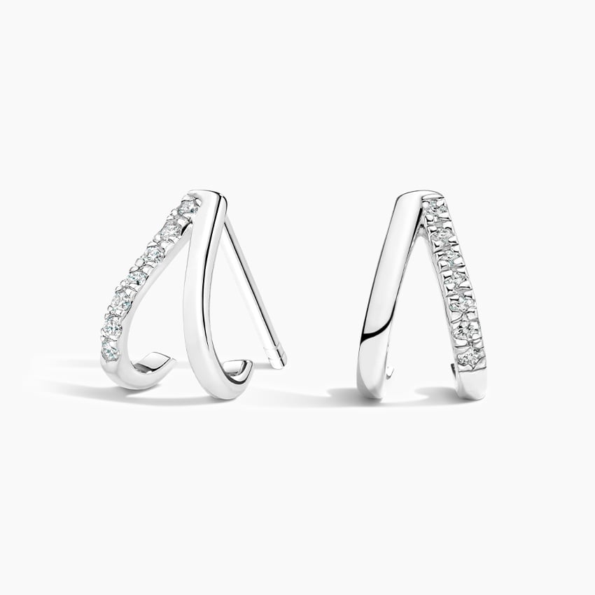 Silver Zuri Diamond Huggie Earrings