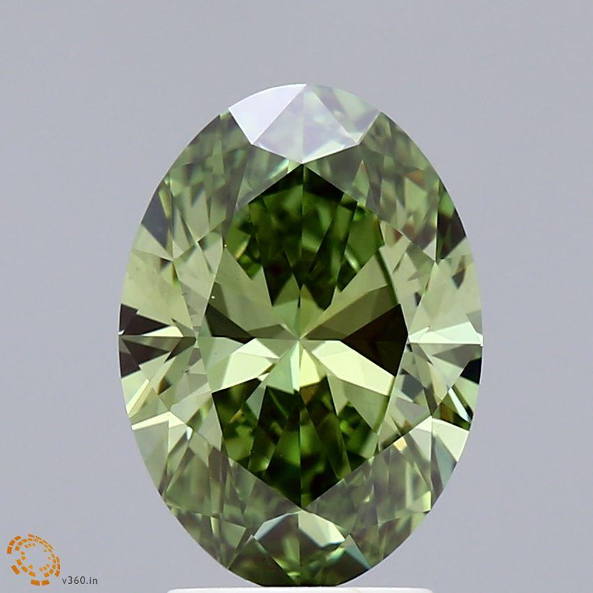 3.01 Ct. Fancy Vivid Green Oval Lab Grown Diamond