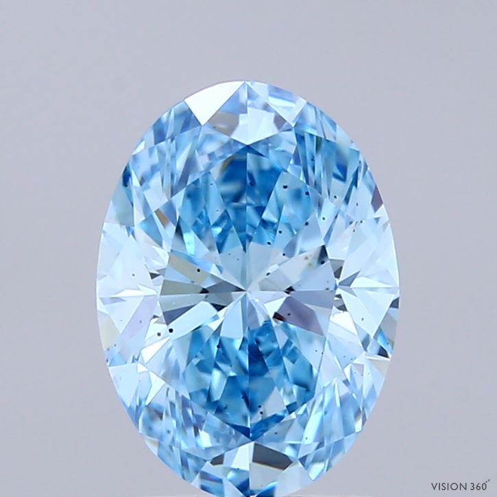 1.89 Ct. Fancy Vivid Blue Oval Lab Grown Diamond