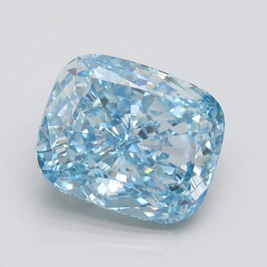 2.42 Ct. Fancy Vivid Blue Cushion Lab Grown Diamond