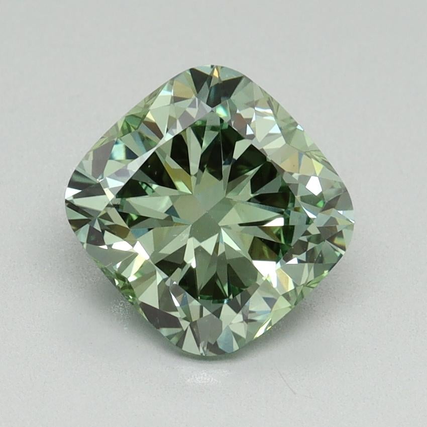 2.01 Ct. Fancy Vivid Green Cushion Lab Grown Diamond