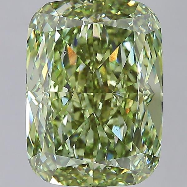 20.41 Ct. Fancy Vivid Green Cushion Lab Grown Diamond