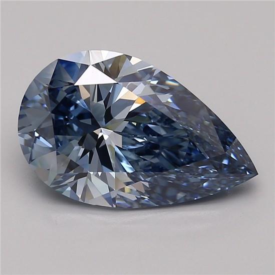 3.83 Ct. Fancy Vivid Blue Pear Lab Grown Diamond