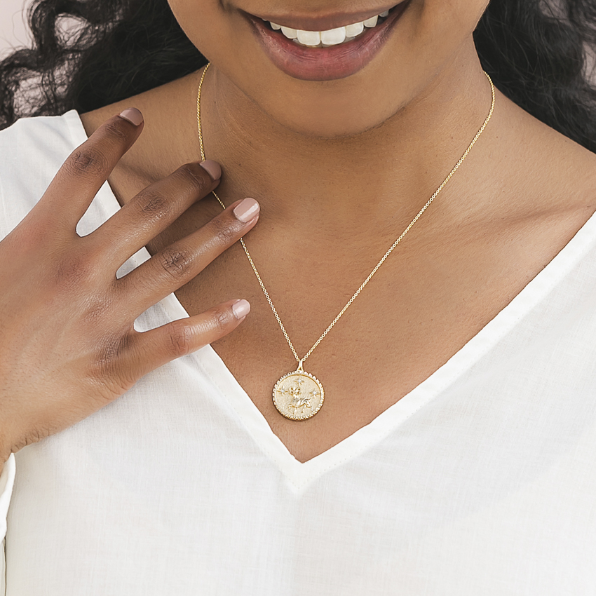 14K Yellow Gold Diamond Accented Aries 