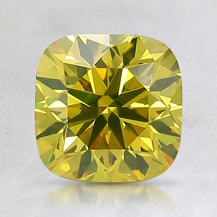 1.97 Ct. Fancy Vivid Greenish Yellow Cushion Lab Grown Diamond