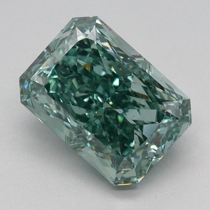 1.64 Ct. Fancy Vivid Bluish Green Radiant Lab Grown Diamond