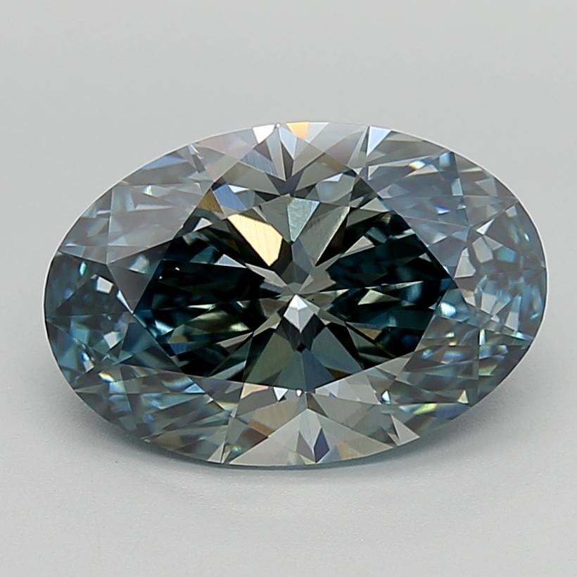 4.38 Ct. Fancy Vivid  Blue Oval Lab Grown Diamond