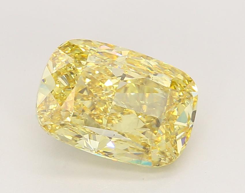 3.42 Ct. Fancy Vivid Yellow Cushion Lab Grown Diamond