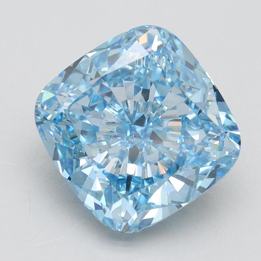4.11 Ct. Fancy Vivid Blue Cushion Lab Grown Diamond