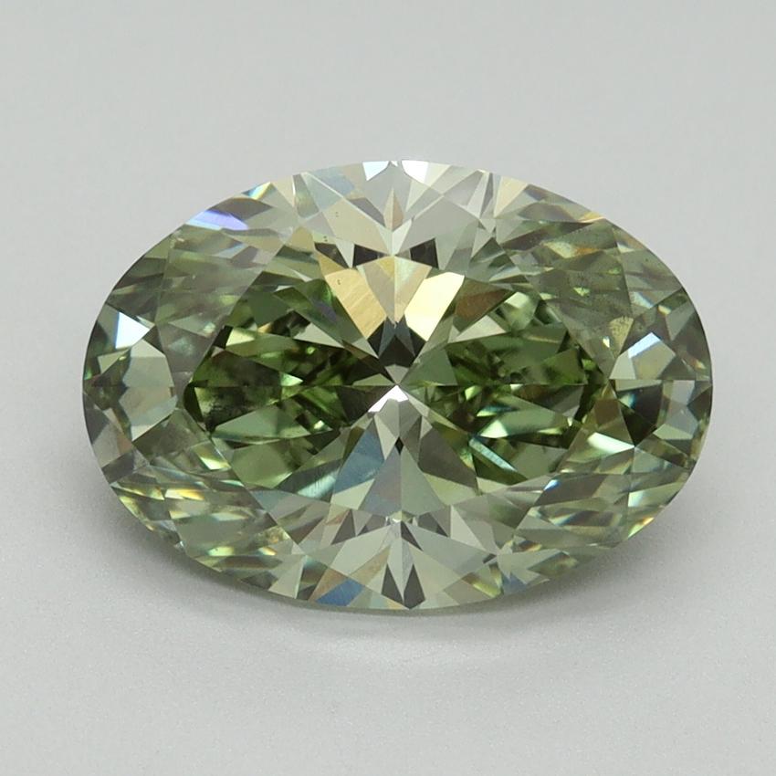 3.00 Ct. Fancy Vivid Green Oval Lab Grown Diamond
