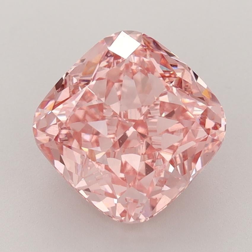 3.26 Ct. Fancy Vivid Pink Cushion Lab Grown Diamond
