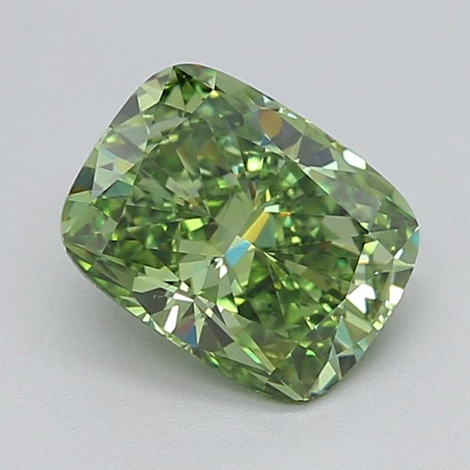 1.06 Ct. Fancy Vivid  Green Cushion Lab Grown Diamond