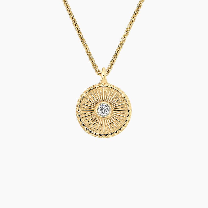 Mini Sun Lab Diamond Medallion in 14K Yellow Gold