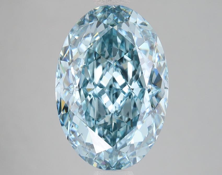 4.40 Ct. Fancy Vivid Bluish Green Oval Lab Grown Diamond
