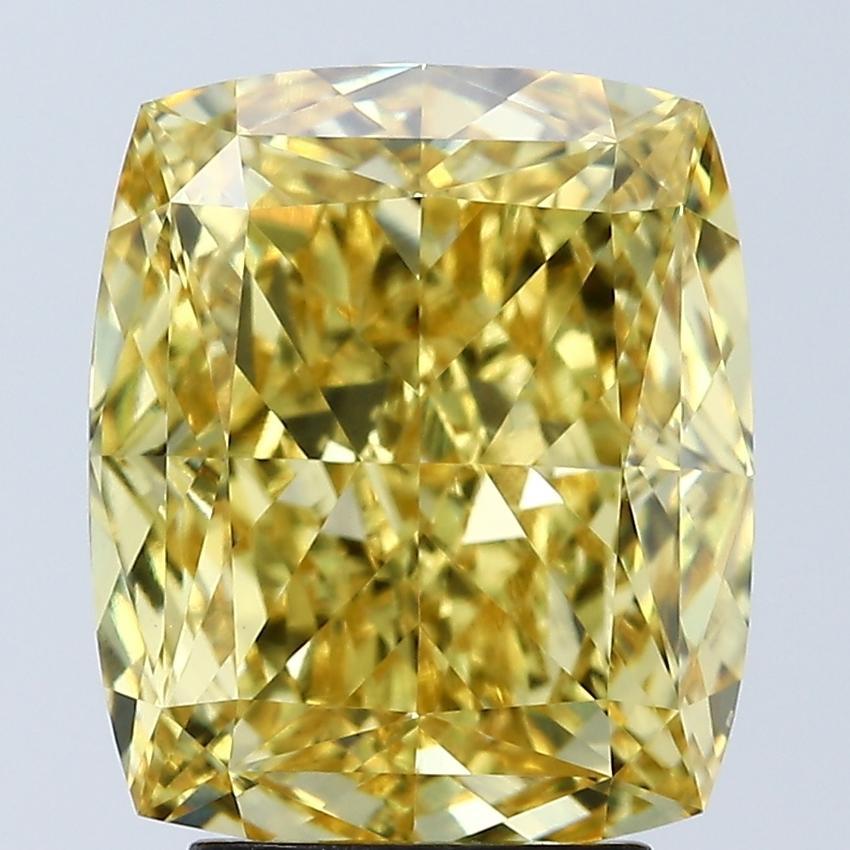 4.09 Ct. Fancy Vivid Yellow Cushion Lab Grown Diamond