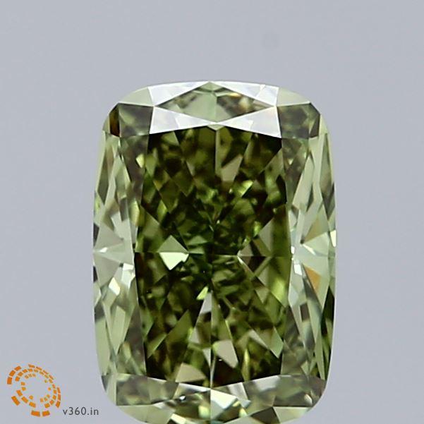 1.50 Ct. Fancy Vivid Green Cushion Lab Grown Diamond