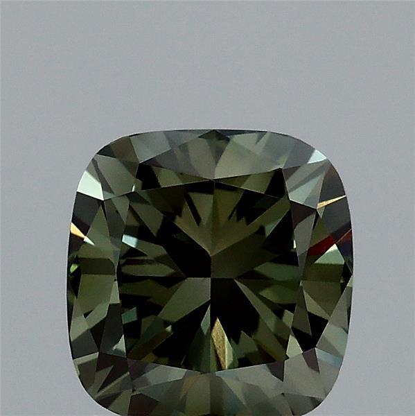 1.53 Ct. Fancy Vivid Green Cushion Lab Grown Diamond