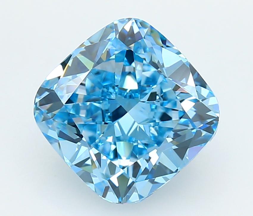 4.07 Ct. Fancy Vivid  Blue Cushion Lab Grown Diamond