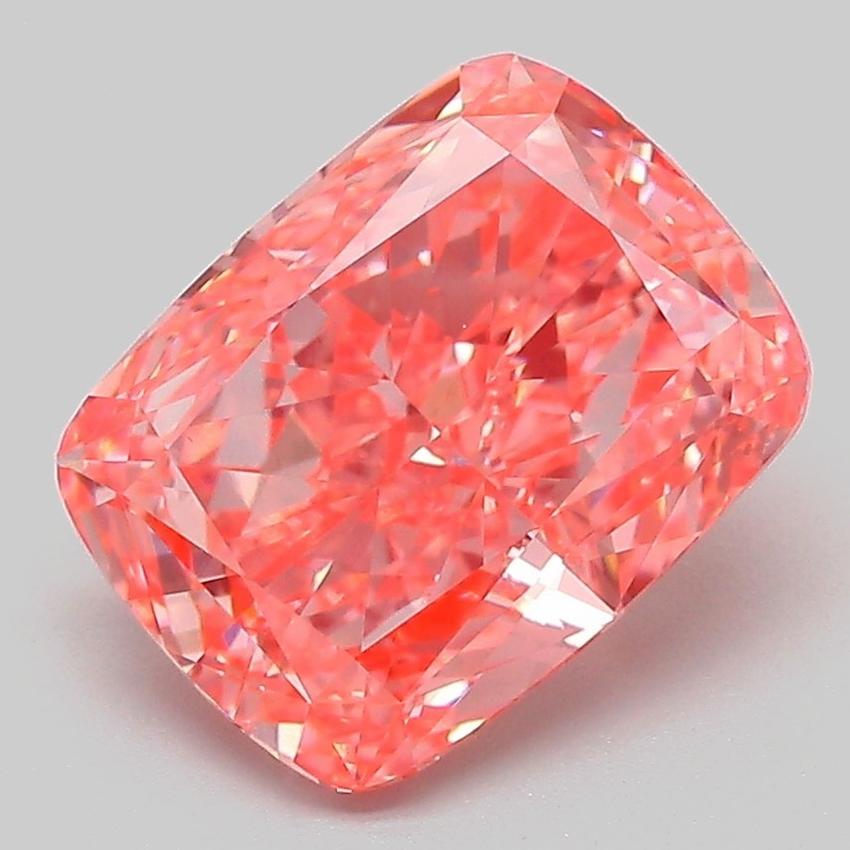 3.15 Ct. Fancy Vivid Pink Cushion Lab Grown Diamond