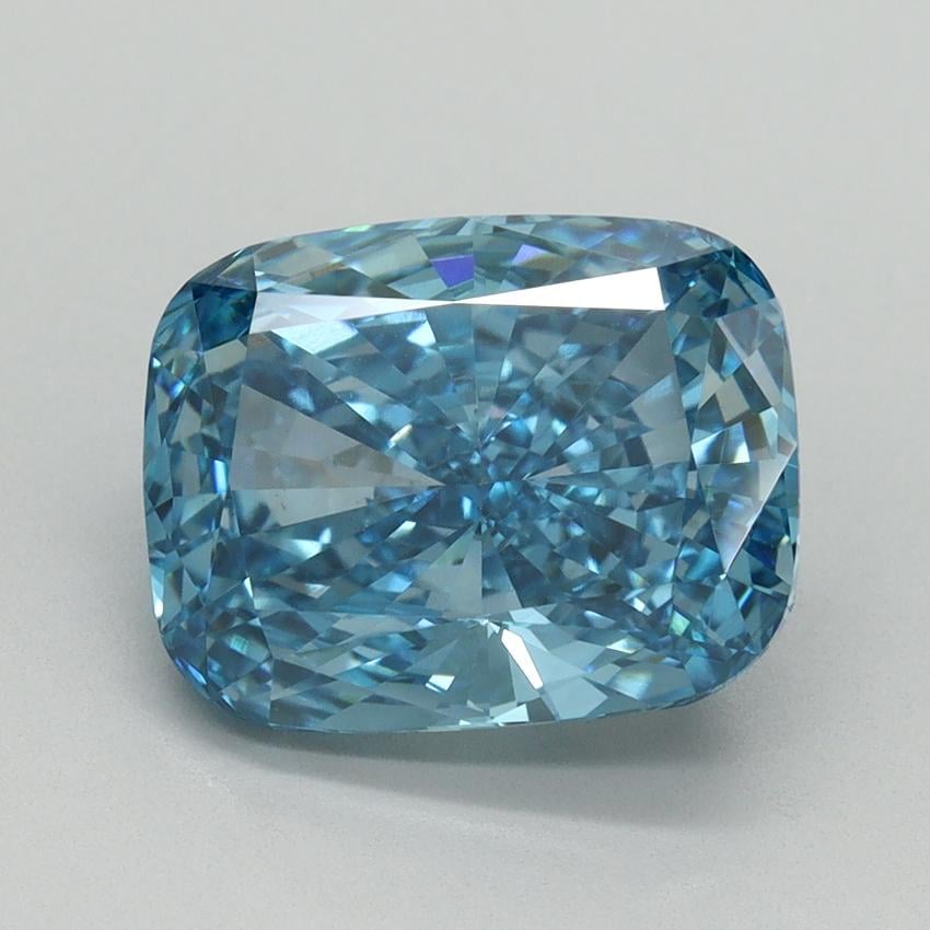 4.06 Ct. Fancy Vivid Blue Cushion Lab Grown Diamond
