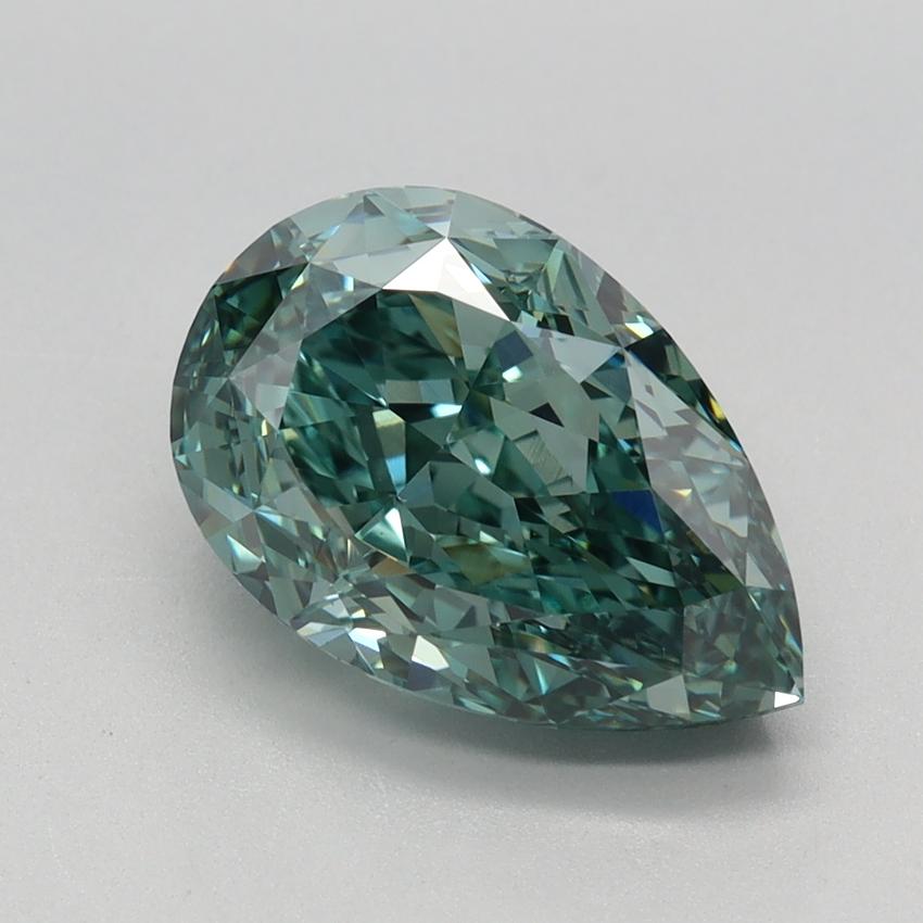 2.95 Ct. Fancy Vivid Bluish Green Pear Lab Grown Diamond