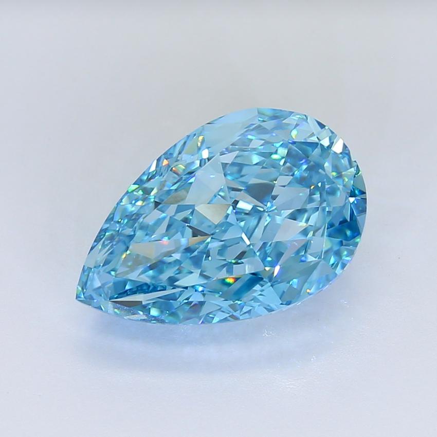 9.06 Ct. Fancy Vivid Blue Pear Lab Grown Diamond