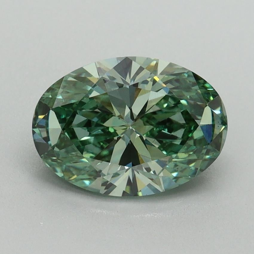 1.58 Ct. Fancy Vivid Green Oval Lab Grown Diamond
