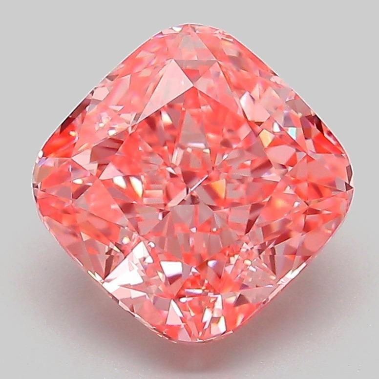 3.01 Ct. Fancy Vivid Pink Cushion Lab Grown Diamond