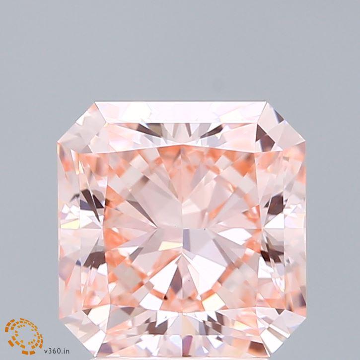 3.14 Ct. Fancy Intense  Pink Radiant Lab Grown Diamond