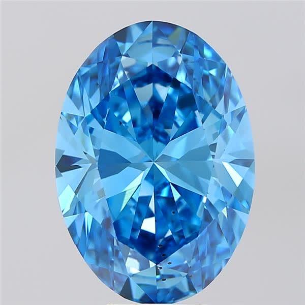 6.82 Ct. Fancy Vivid  Blue Oval Lab Grown Diamond