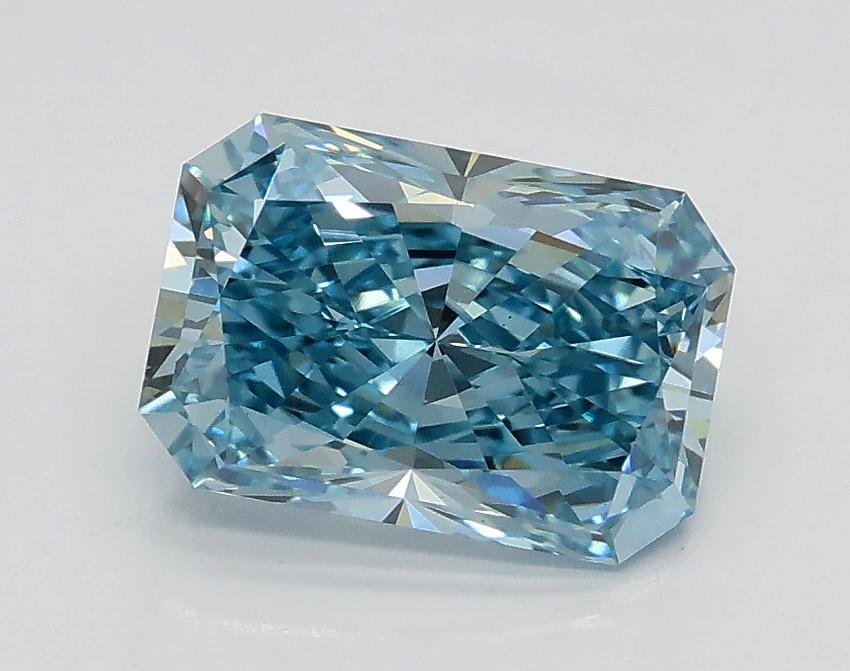 1.32 Ct. Fancy Intense Greenish Blue Radiant Lab Grown Diamond