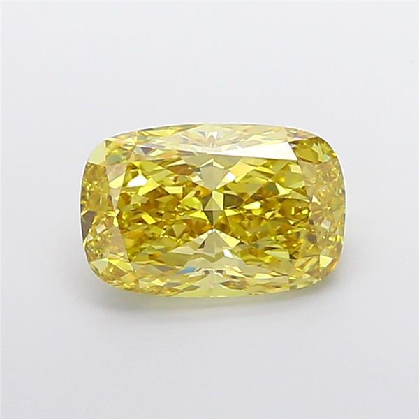 3.09 Ct. Fancy Vivid Yellow Cushion Lab Grown Diamond