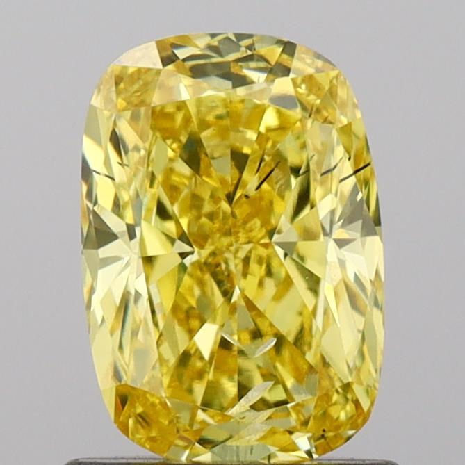 0.93 Ct. Fancy Vivid Yellow Cushion Lab Grown Diamond