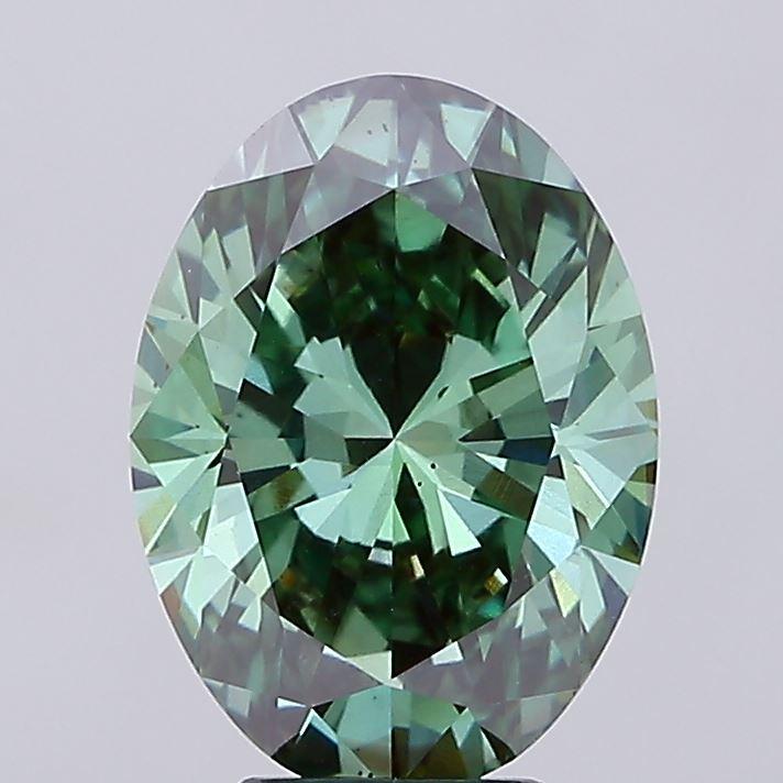 5.06 Ct. Fancy Vivid Green Oval Lab Grown Diamond