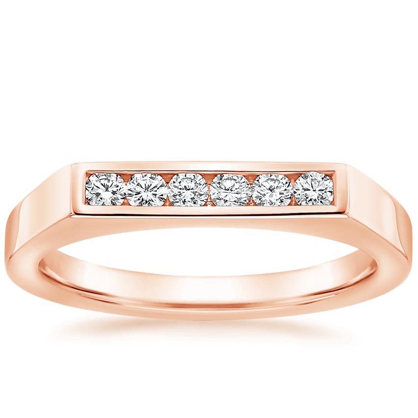 Rose Gold Petite Signet Diamond Ring