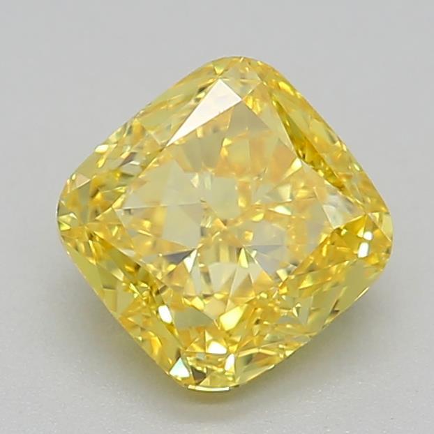 0.73 Ct. Fancy Vivid Yellow Cushion Lab Grown Diamond