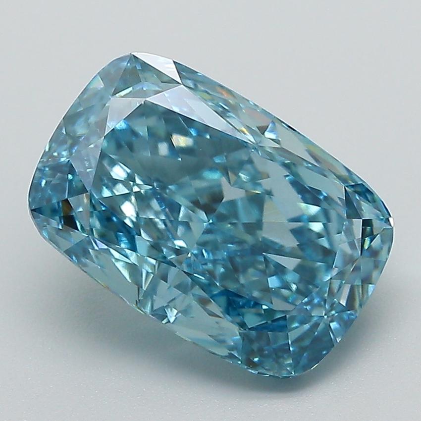 3.78 Ct. Fancy Vivid Blue Cushion Lab Grown Diamond