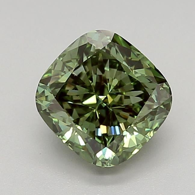 1.47 Ct. Fancy Vivid  Green Cushion Lab Grown Diamond