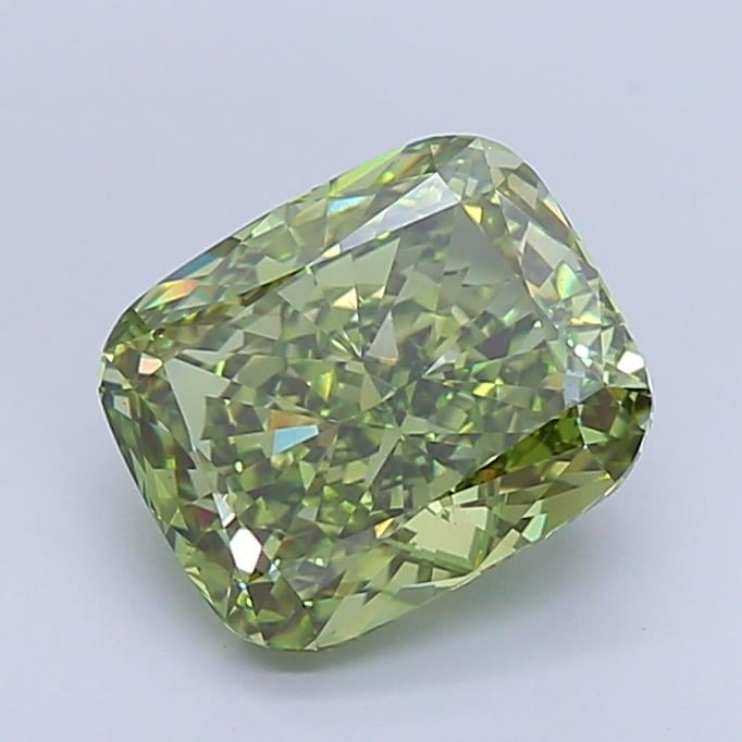 5.01 Ct. Fancy Vivid  Green Cushion Lab Grown Diamond