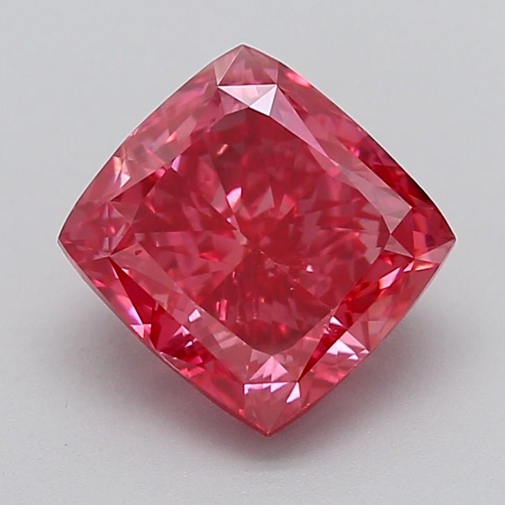 3.08 Ct. Fancy Vivid  Pink Cushion Lab Grown Diamond