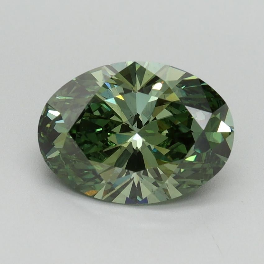 2.00 Ct. Fancy Vivid Green Oval Lab Grown Diamond